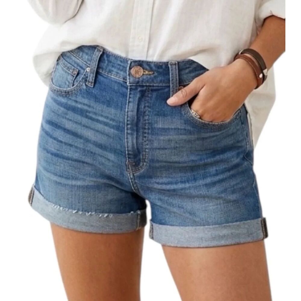 NWT J. CREW High Waist 3" Cuffed Faded Blue Denim Jean Shorts Womens 31